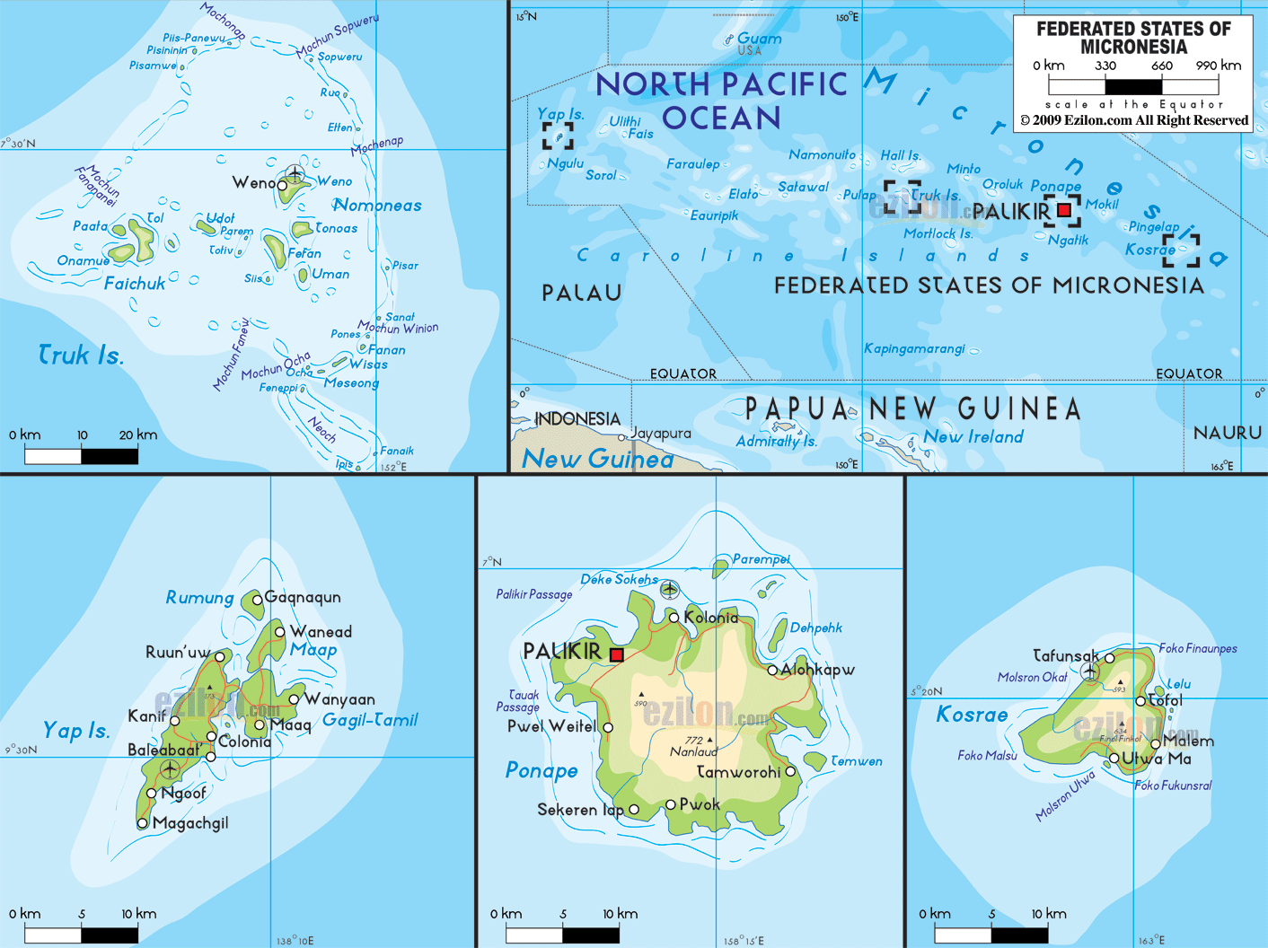 micronesia islands map